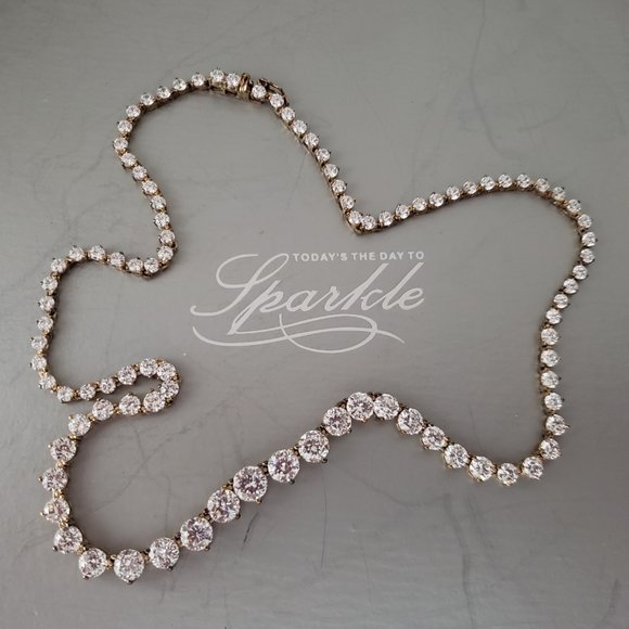 18K Silver Diamonart Graduated Stone 17.5" Necklace - Picture 4 of 10